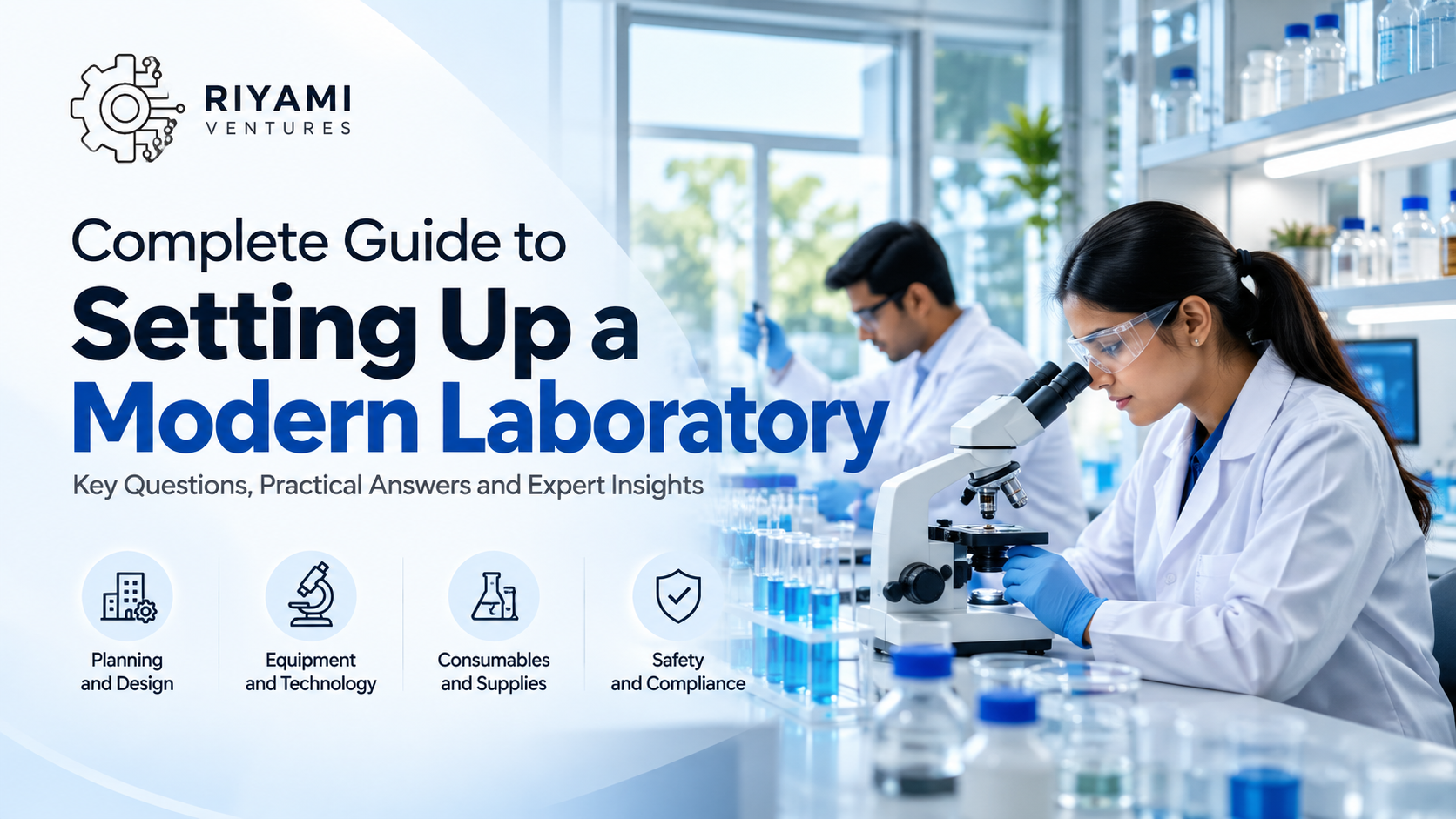 Modern laboratory setup with scientific equipment and organized workstations